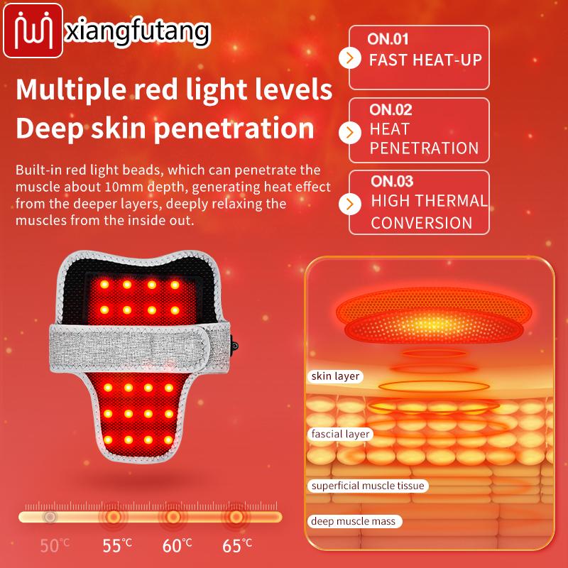 Red Light Therapy Heated Neck Massager Usb-Powered Cervical Soreness Stiffness/Numbness Migraine Stress Relief Sleep Support