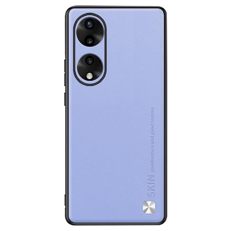 

For Honor 90 Anti-Scratch Cover PU Leather Coated PC+TPU Shell Metal Decor Protective Case Purple