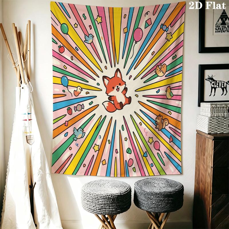 Cute Cartoon Wall Tapestry Aesthetic Wall Hanging Printed Fabric Blanket Decorative Tapestries for Bedroom Living Room Home Decor