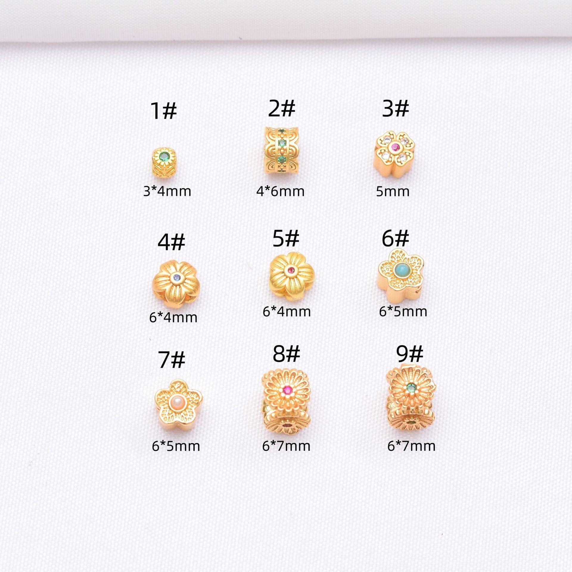 

50 шт., сохраняющих цвет старинных золотых инкрустированных цирконами бусин с узором из разделенных бусин в виде четырехлистного клевера, браслет из бусин, аксессуары для самостоятельного изготовления бисера 1#