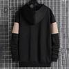Herren Herbst Winter Kapuzenpullover Kontrastfarbe Kordelzug Lange Ärmel Kapuze Elastische Bündchen Und Saum Dünn Alltagskleidung Lässiges Sportoberteil