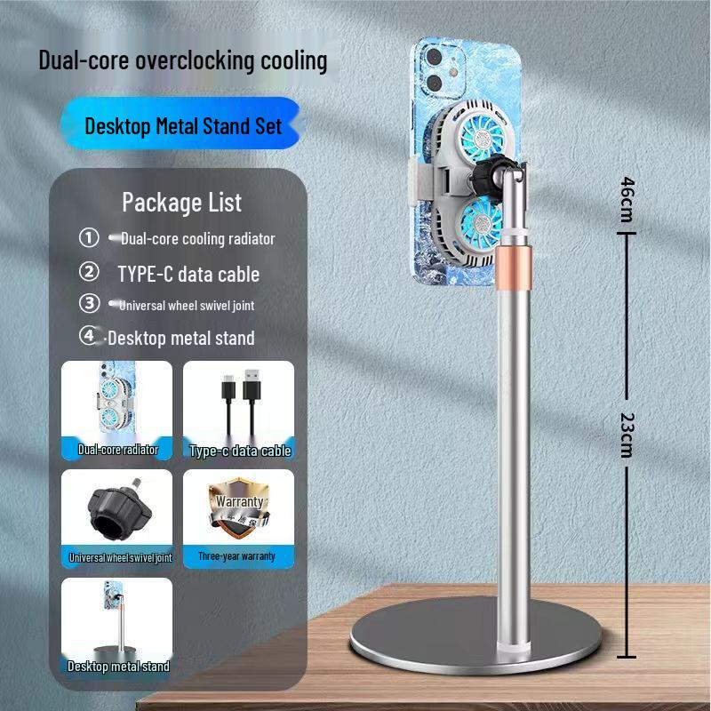 Semiconductor Phone Cooler & Magnetic Tripod with Dual Fill Lights for Streaming