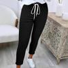 2025 Women's Solid Color Tie-Waist Cuffed Long Pants - Versatile European & American Style