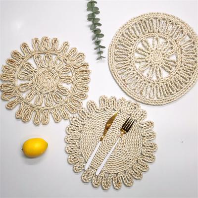 15" New Pastoral Style Grass Woven Flower Mats Hand Woven Corn Skin Meal Mats Home Thickened Insulation Pad Homestay Mat