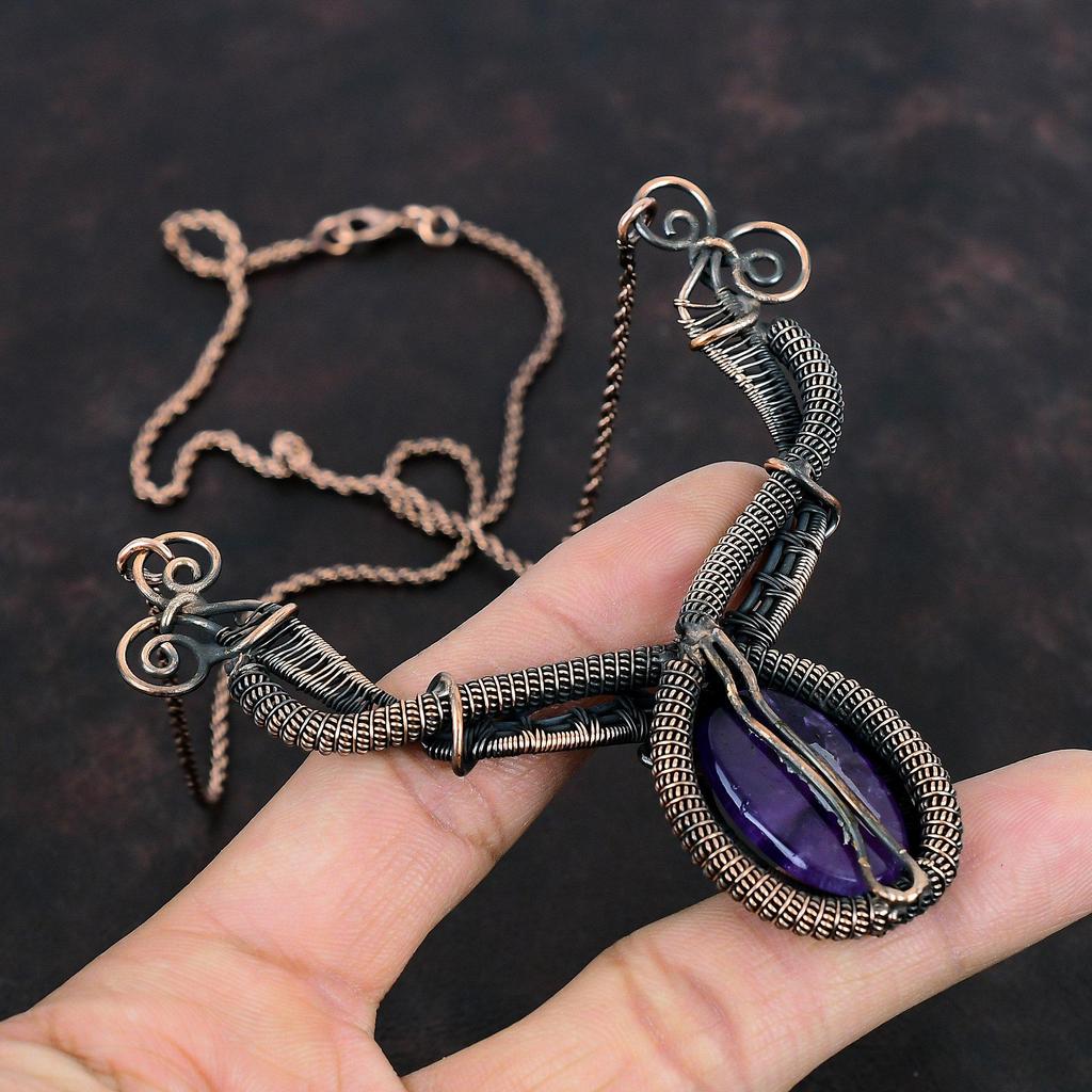 Star Amethyst Necklace Copper Wire Wrapped Necklace Real Gemstone Necklace Star Amethyst Jewelry Handmade Necklace Copper Jewelry For Gifts
