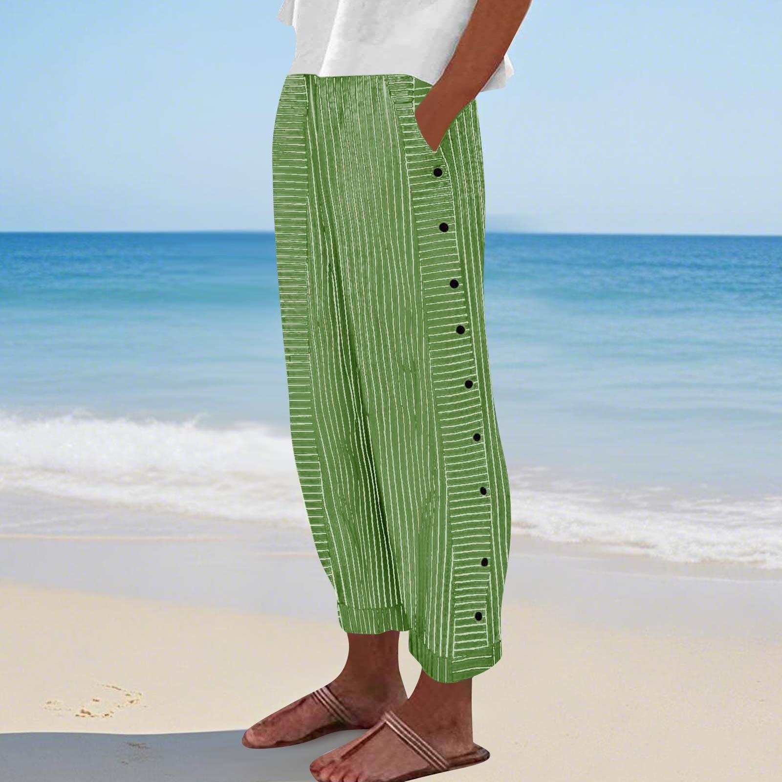 

Женские повседневные модные брюки в полоску с принтом сбоку, мешковатые брюки с эластичной резинкой на талии, прямые удобные брюки с карманом M