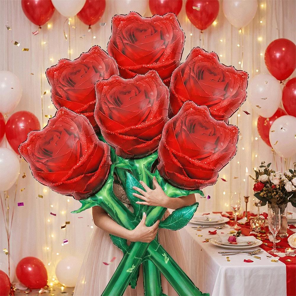 1/3/5pcs Giant Red Rose Foil Balloons Valentine's Day Gift 150cm/59in Large Flower Bouquet Proposal Wedding Birthday Party Decor