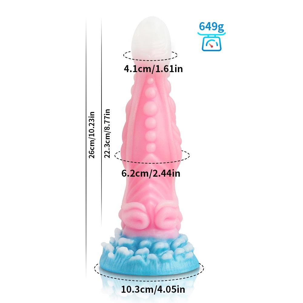 Mixed Color Glow in The Dark Dog Dildo Alien Simulation Penis Fake Penis Male and Female Flirting Masturbator Sex Toy