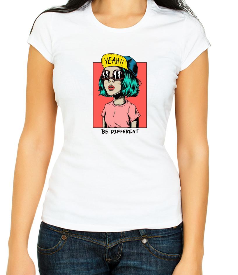 

Green Hair Illustrations Girl 3/4 Short Sleeve White Women s T-Shirt F443 S