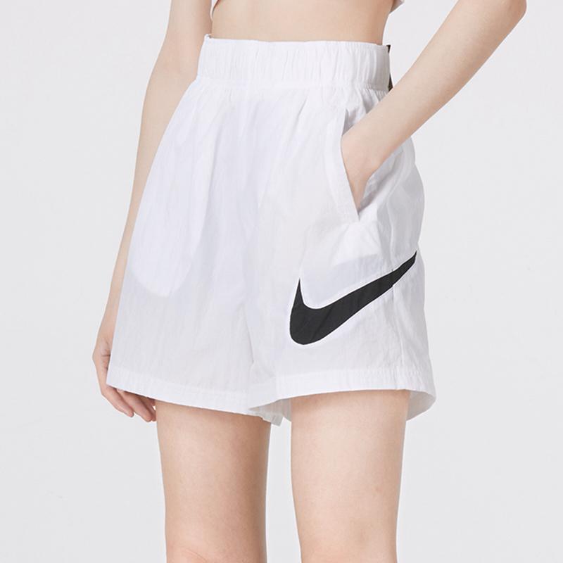 Nike Sport Casual Woven Large Logo Solid Color High Waist Loose Shorts Women Bottoms White DM6740-100