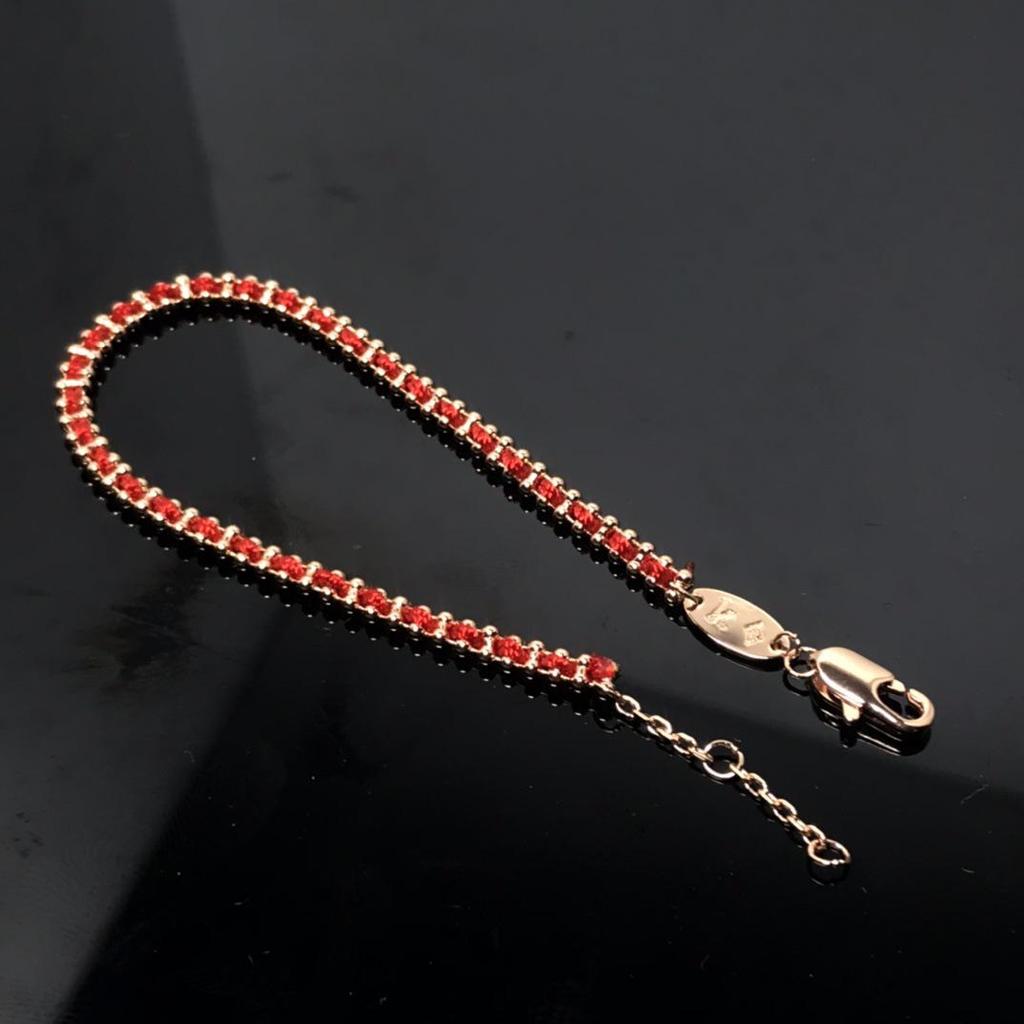 Women's Pure Silver Red Rope Bracelet - Niche Design, Handwoven New Year Jewelry