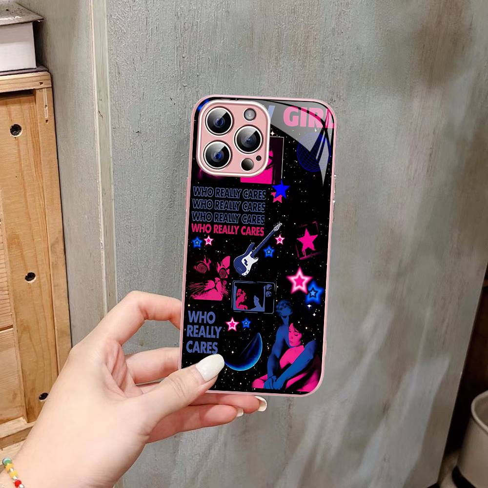 Pink Blue TV Girl For IPhone 14 13 12 Mini 11 Pro XS Max X XR 14 Plus Tempered Glass Cover