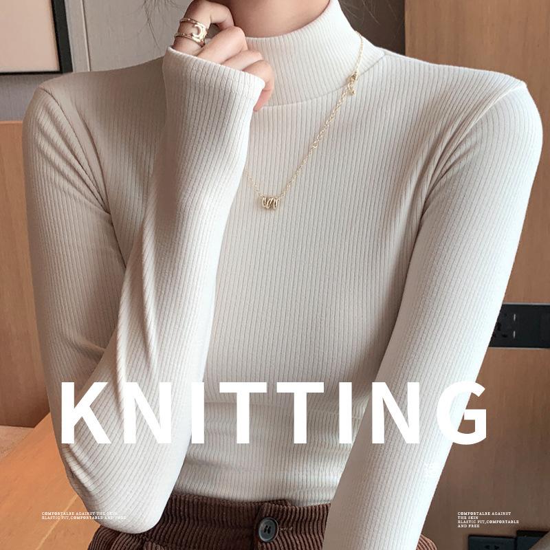 YYFS Dámská móda Ležérní Jednobarevný potisk Podzim Zima Zahřejte Pulovry a dlouhé rukávy Poloviční rolák Tenké pletací svetry