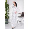 Long Hijab Elastic Waist And Embroidered Dress / Blue Flower Embroidery (brode) Slim Fit Buy A Larger Size