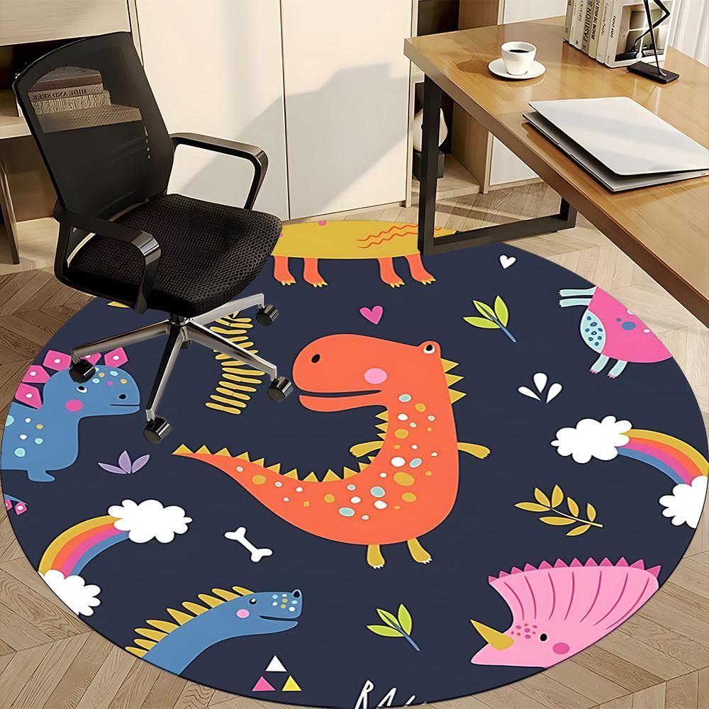 1PC Dinosaur Illustration Chair Carpet for Office, Indoor Non-Slip Washable Carpet, Soft Comfortable Mat For Office Room yy250930271