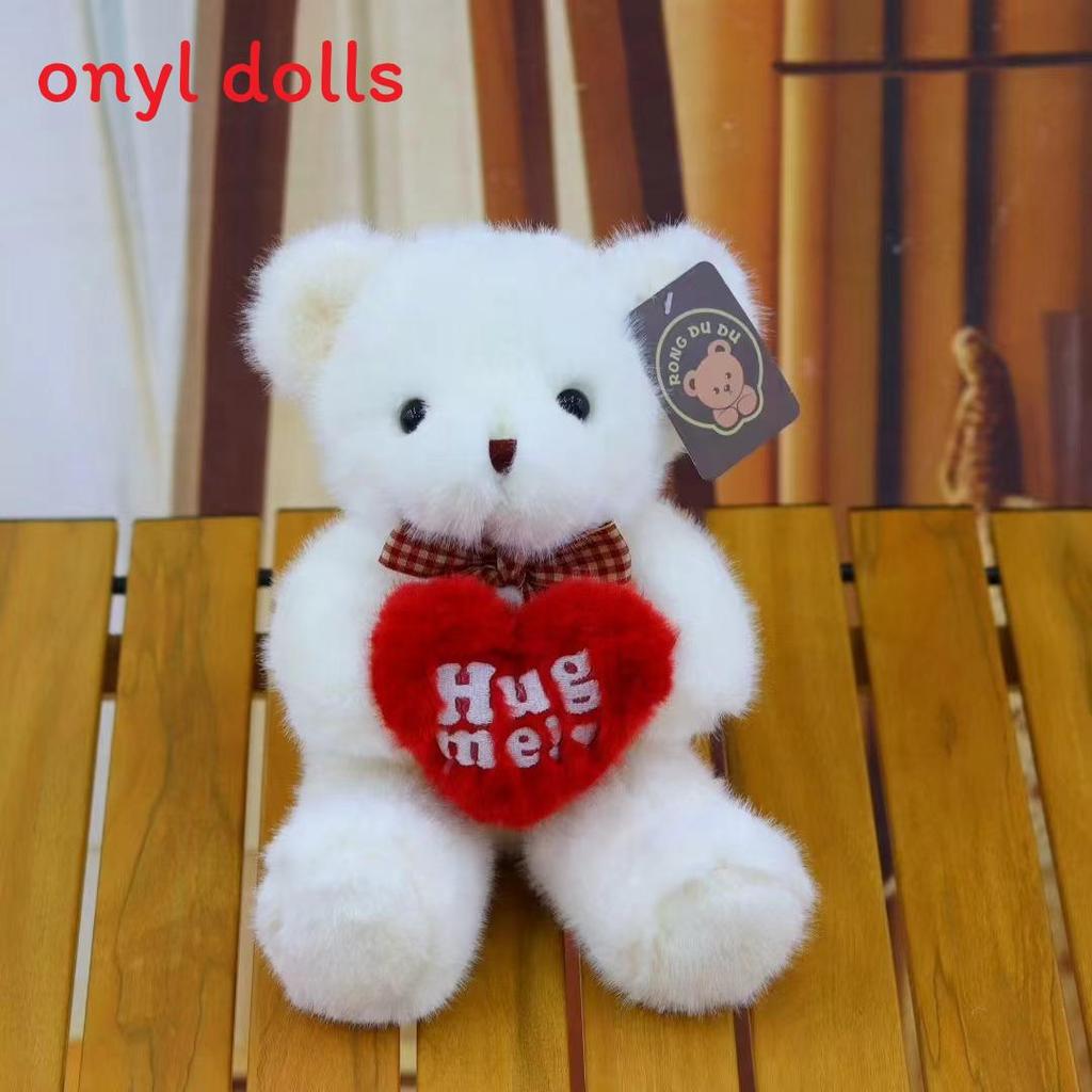 Bear Plush Toy With Love Heart Decoration For Gift Fun And Kids Play