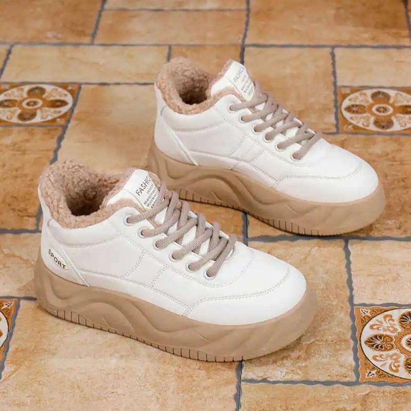 Fashion Thick Heeled Round Tip Womens Black Ladies Sneakers Vulcanize Big Size Flat Sports Shoes Sneakers New Fast Pro Vintage