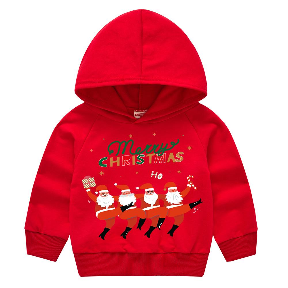 Christmas New Year Cartoon Spring and Fall Children's Printed Hooded Sweater Boys and Girls Casual Tops with Hoodie