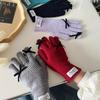 Jennie's Red Bow Knit Fingerless Gloves - Winter Warm, 5-Finger Design, Touchscreen Compatible
