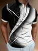 Curve Printed Men's Polo Shirt Business Zipper Polo Clothing Casual Men's Clothing