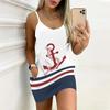 Summer New Style Fashion Print Sleeveless Bodycon Dress with Pockets Sexy Slim Fit Elegant Party Dress