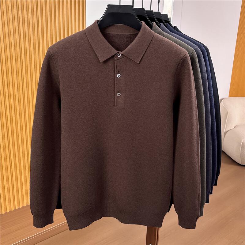 Men's Faux Two-Piece Shirt Collar Business Casual Knit Sweater