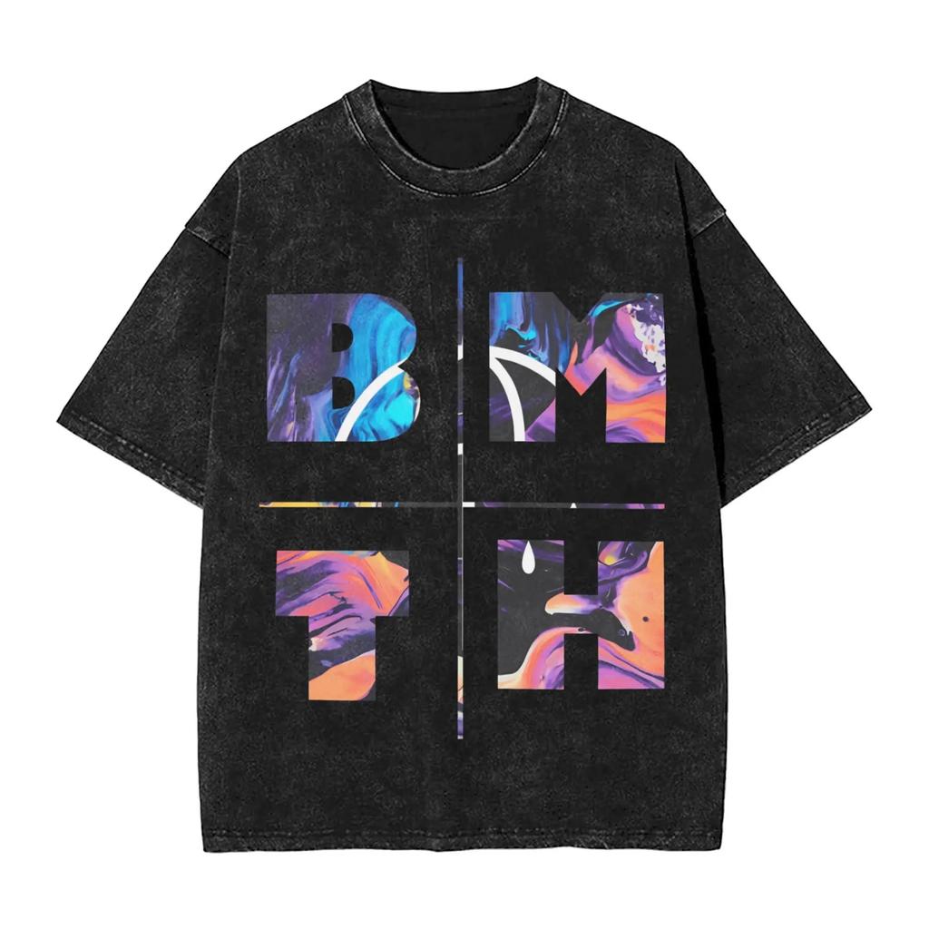 Short Sleeve Crew Neck Y2K Men's T-Shirt, New Tops & Tees, Men's T-Shirt, ROCK Band Bring Me The Horizon Fan T-Shirt