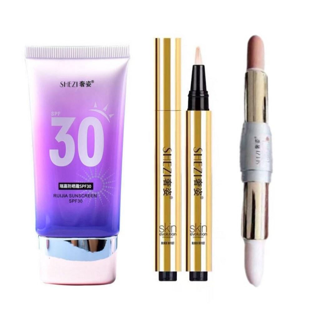 Shezi Facial Body UV Protection Whitening SPF30 Concealer Highlight Base Makeup Set Kit, As Picture 6, 1 Piece