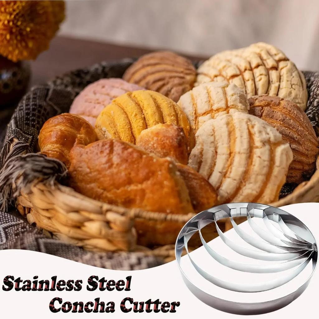 Stampo e Tagliapasta Concha Messicana in Acciaio Inossidabile da 4", Strumento per Goffratura Pane e Biscotti per Pan Dulce
