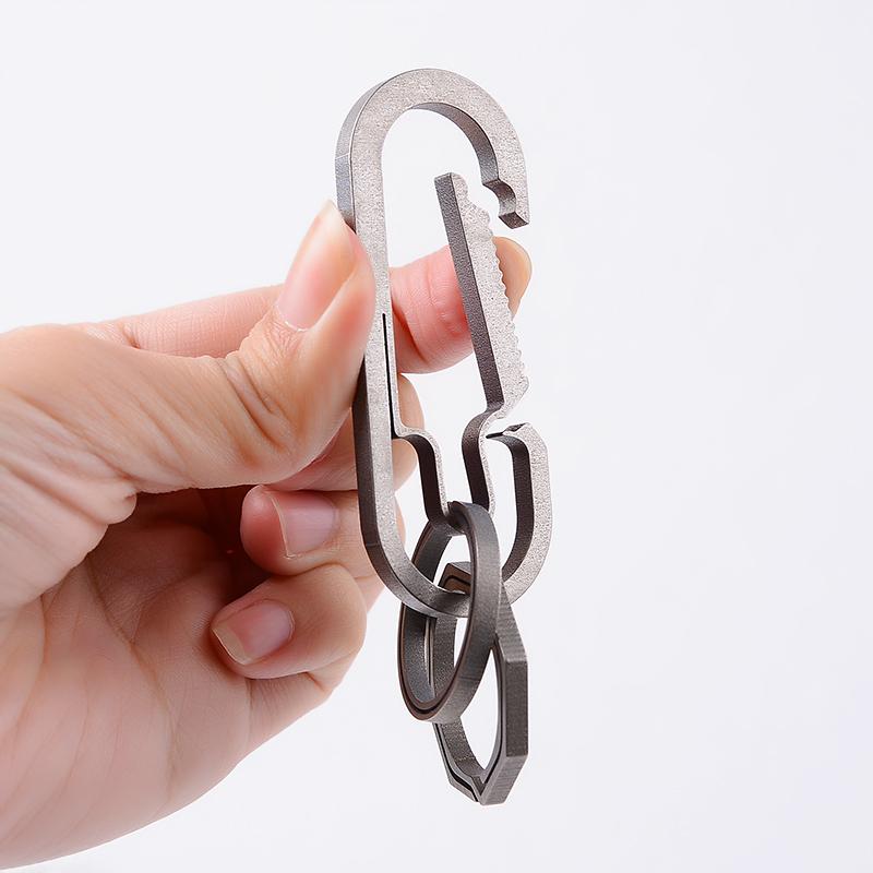 Titanium Alloy Keychain EDC Carabiner Metal Fast Buckle Key Holder Lightweight Keychain Equipment Maximum Weight 25KG