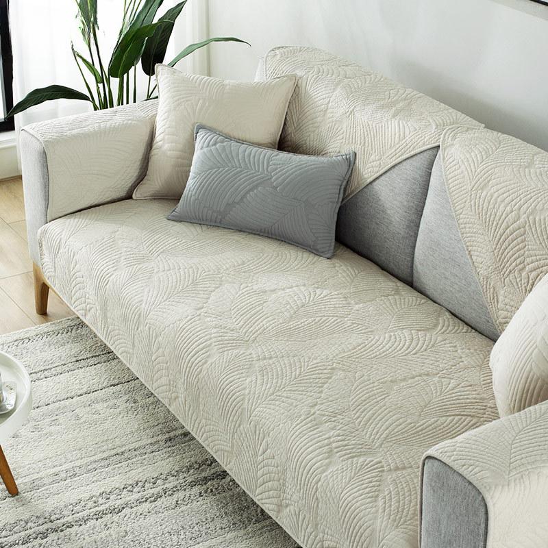 Simple Solid Color Sofa Cushion Four Seasons Pure Cotton Fabric Non-slip Cotton Seat Cushion Universal Modern Sofa Cover Cover