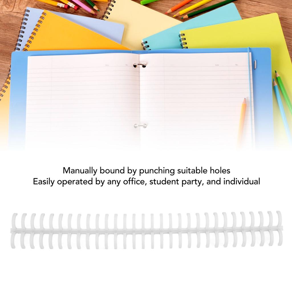 10Pcs Binding Spines Spirals Coils Combs 30 Holes Plastic Strip for Loose Leaf 1Celsius2in Diameter