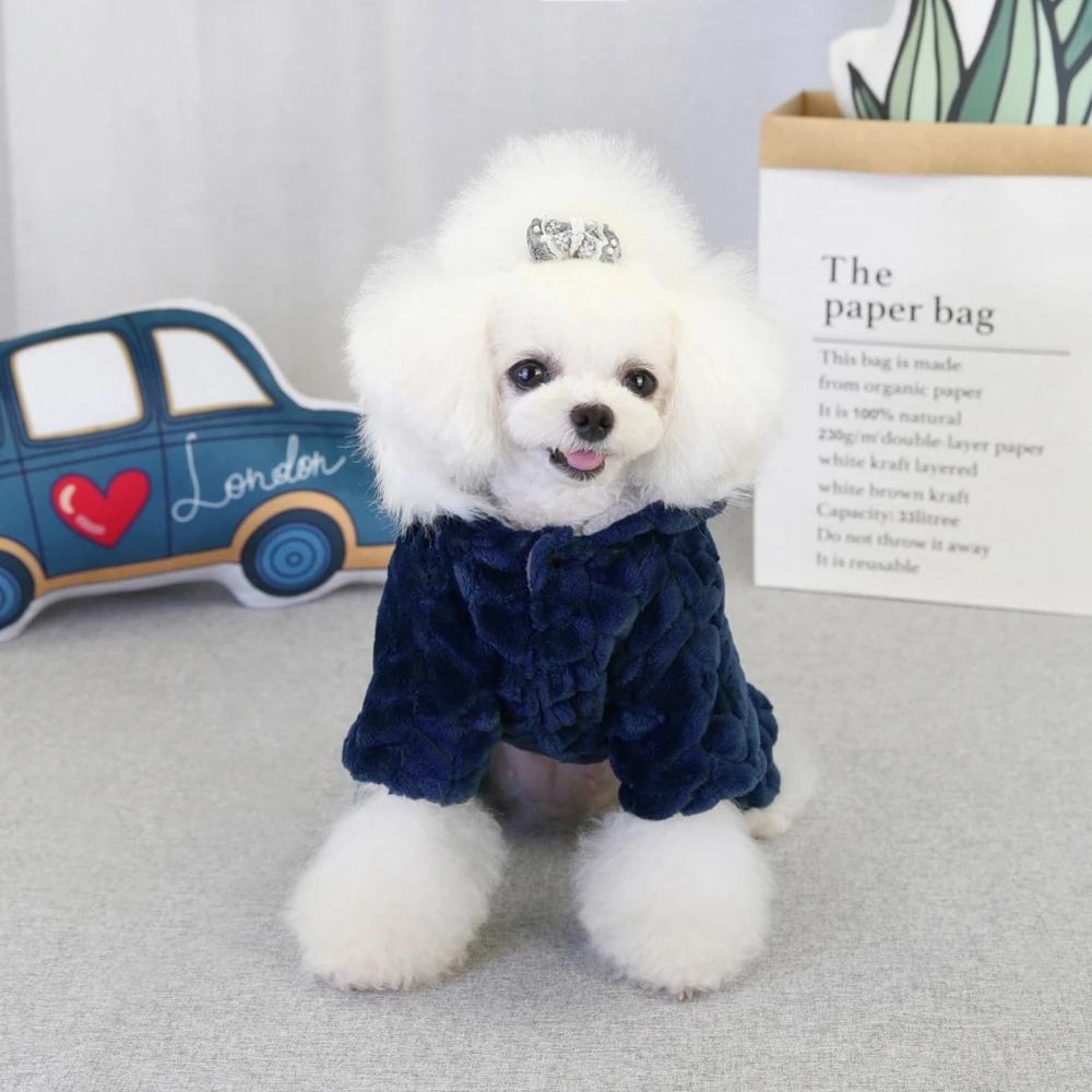 Winter Pet Dog Clothes Warm Thicken Soft Dog Coat Jumpsuit Four-legged Jacket For French Bulldog Puppy Chihuahua Outfits