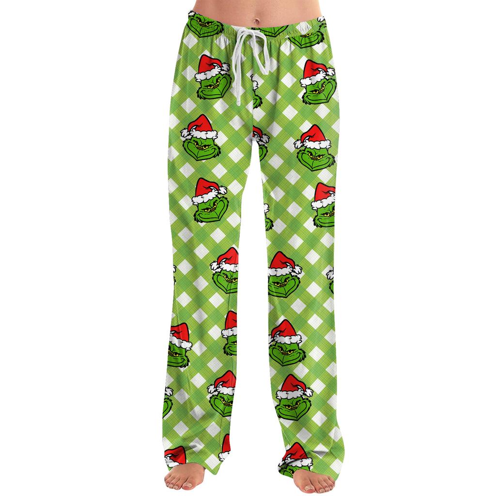 Damen Pyjamahose Nachtwäsche Lässige Hose mit Kordelzug und elastischer Taille Bequeme gerade lockere Yogahose