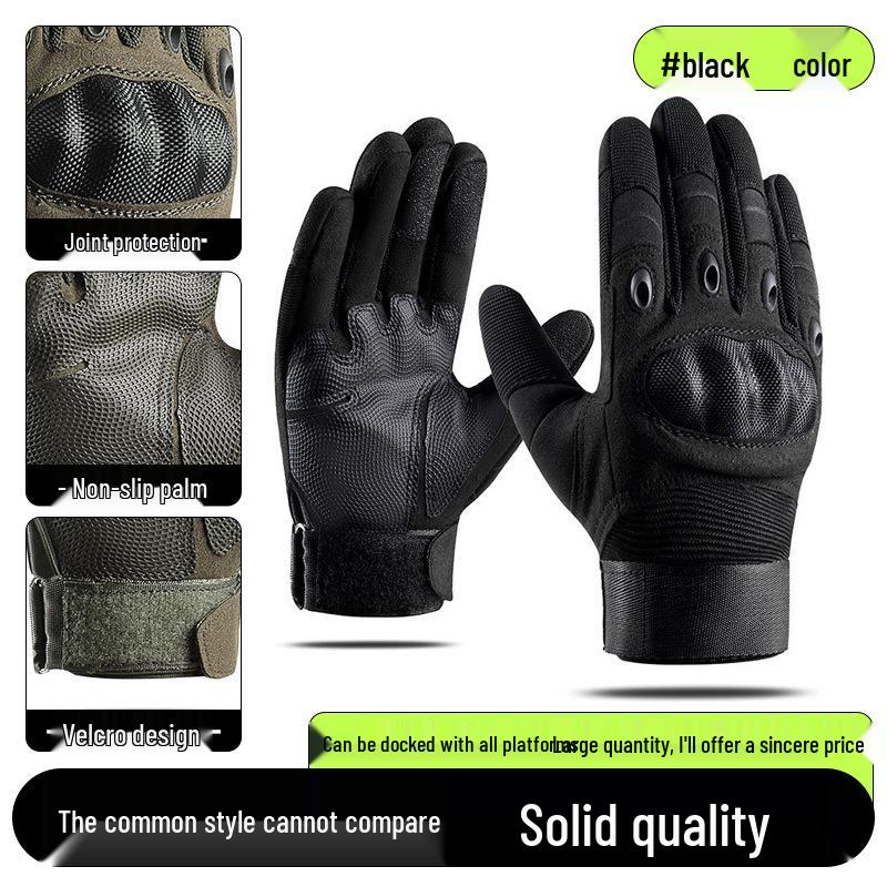 Men's Full-Finger Outdoor Tactical Gloves - Cut-Resistant, Wear-Resistant for Motorcycle Riding & Combat