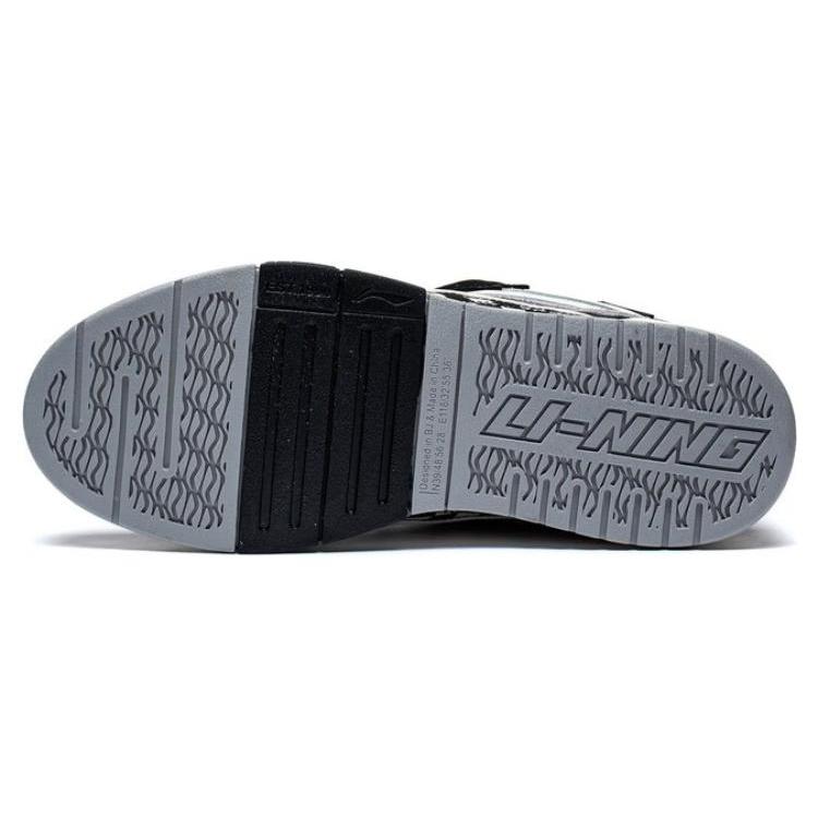 Li Ning Wave Golden Abrasion Resistant Breathable Low top Skateboard Shoes Women's Black White AECS074-8