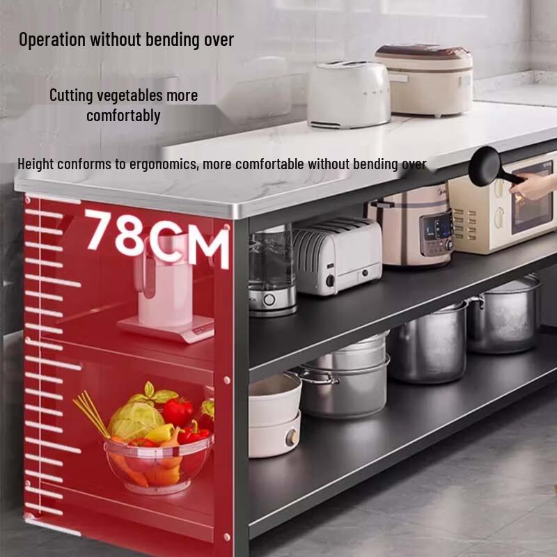 Modern Kitchen Storage Rack with Rock Slab Countertop