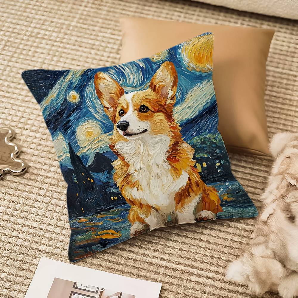 

Чехол на подушку Собака Звездное небо Мультяшный Пылезащитный Невидимая молния Диван Кровать 12x12Inch