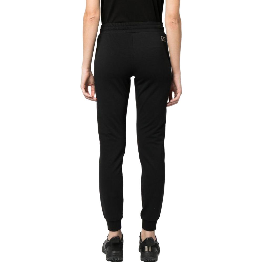 Emporio Armani EA7 SS23 Logo Print Drawstring Tapered Knit Sports Pants Women bottoms Black 3RTP58-TJEAZ-0200
