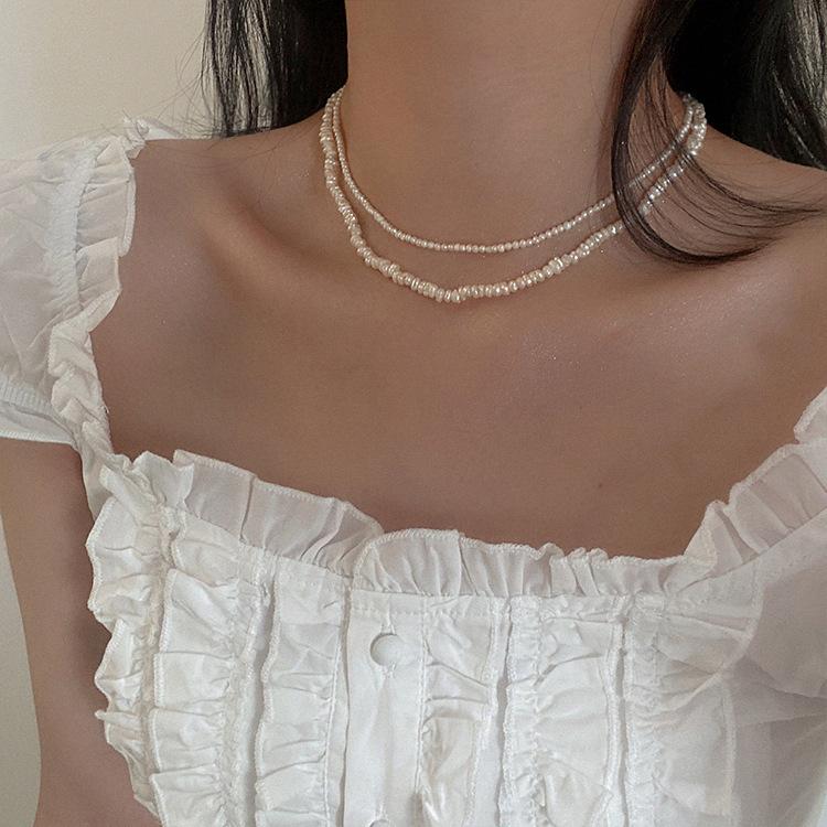 Freshwater pearl series necklace French retro versatile elegant personalized neck chain collarbone chain