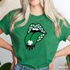 Lucky Lips St Patrick's Day T-shirt Family Matching Tee Irish Shamrock Tee High Quality Polyester Top Summer Men's Women's T-shirt