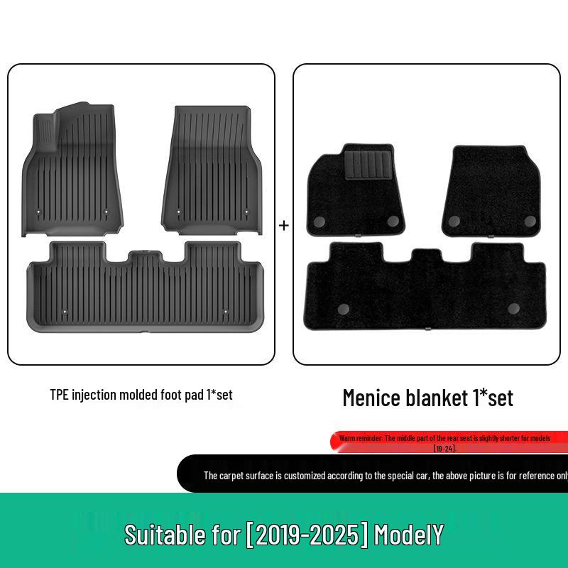 Eco-Friendly TPE Car Floor Mats for 2019-2025 Tesla Model Y, Left/Right Drive.
