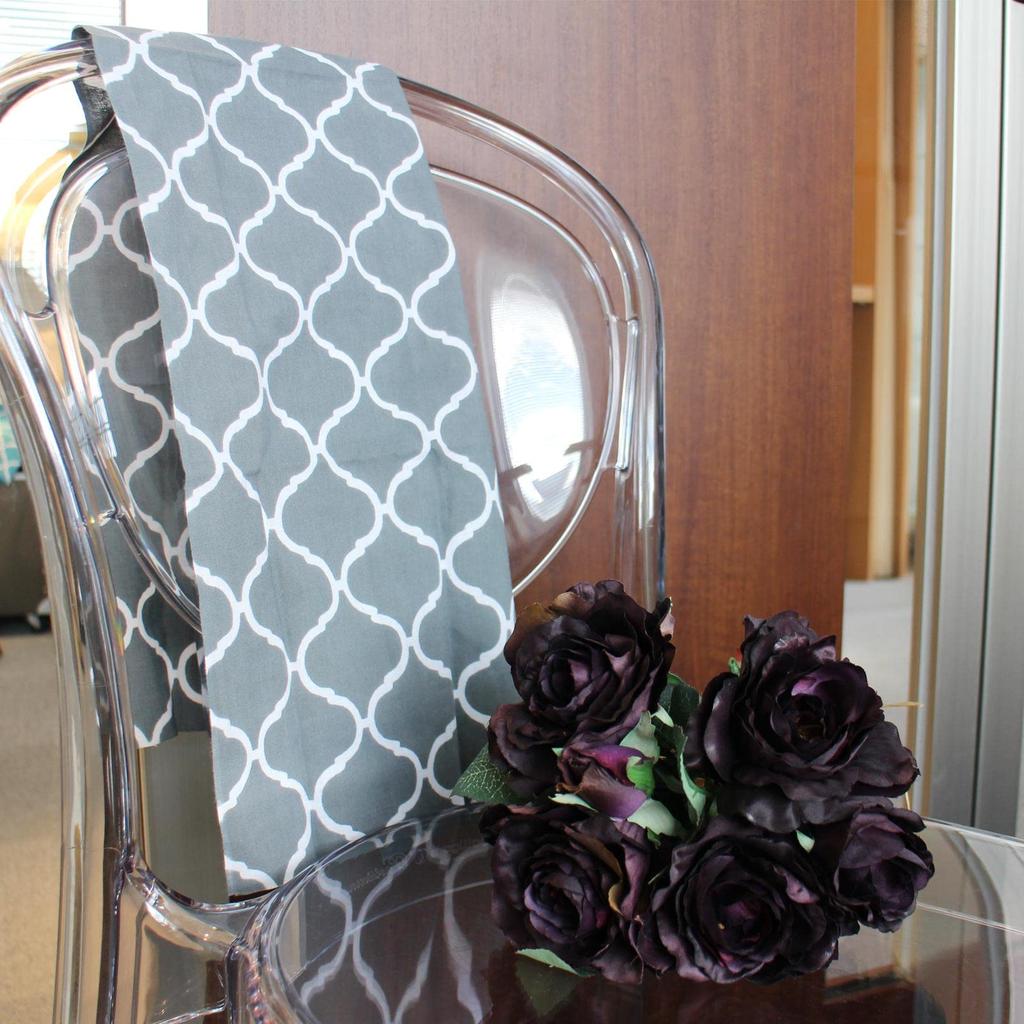 IKS Tenugui Hand Made In 34 X Prime Fabric Chū-sen (Tenugui Towel), Japan, 88cm, "Moroccan Gray" Tile, 100% Cotton, (Unfinished)