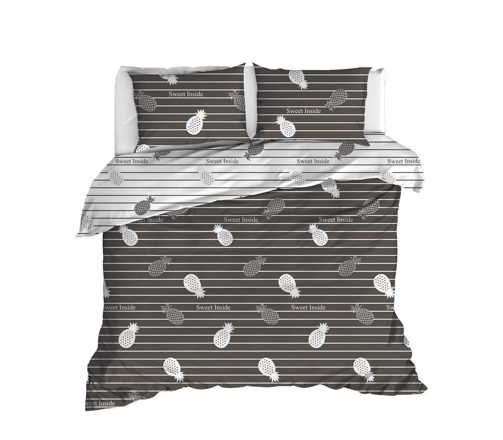 Funny Pattern Pineapple Bedding Set Decor Quilted 3 Piece Cover Set With 2 Pillow Shams, Twin Full Queen King Size Room Decor