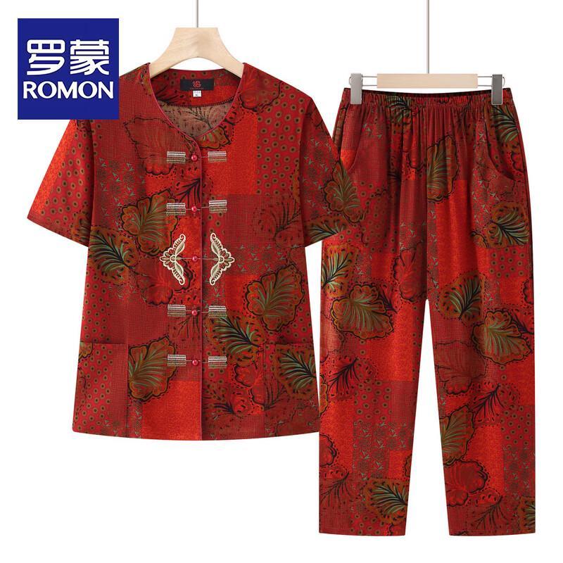 Romon Women s Floral Summer Short-Sleeve Set 4XL
