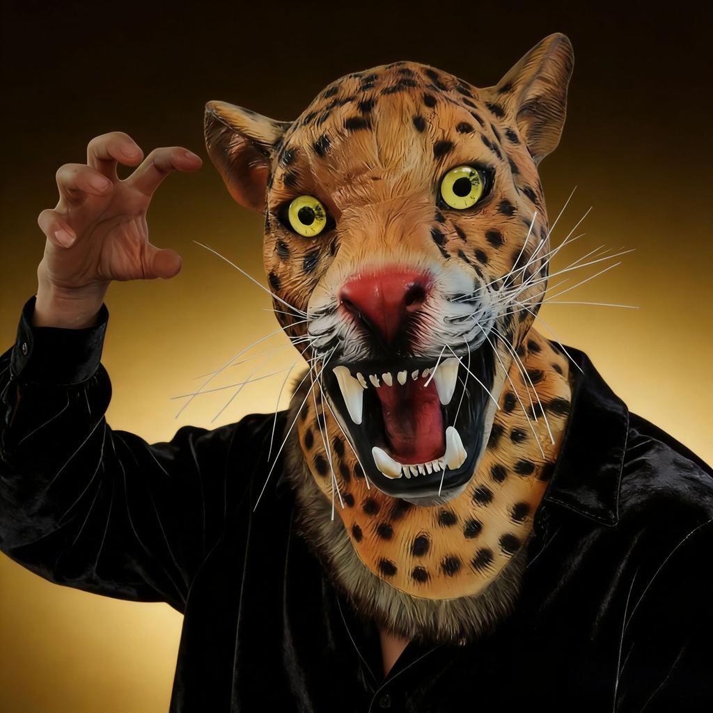 Halloween-Kostümkopfbedeckung, Reise nach Westen Kostüm, Tier-Leoparden-Dämonenmaske