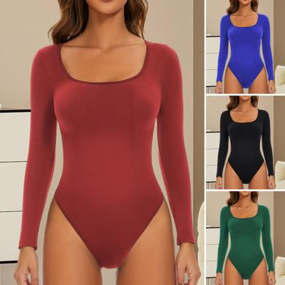 Body Térmico de Lã Polar de Manga Comprida Feminino Decote Quadrado Ajuste Slim Quente Camadas de Base Tops Outono Macio Camisetas Básicas