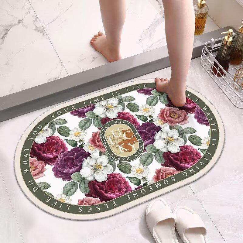 Bathroom Floor Mat, Diatom Mud Absorbent Cushion, Toilet, Toilet Door Non-slip Carpet, Household Quick-drying Floor Mat