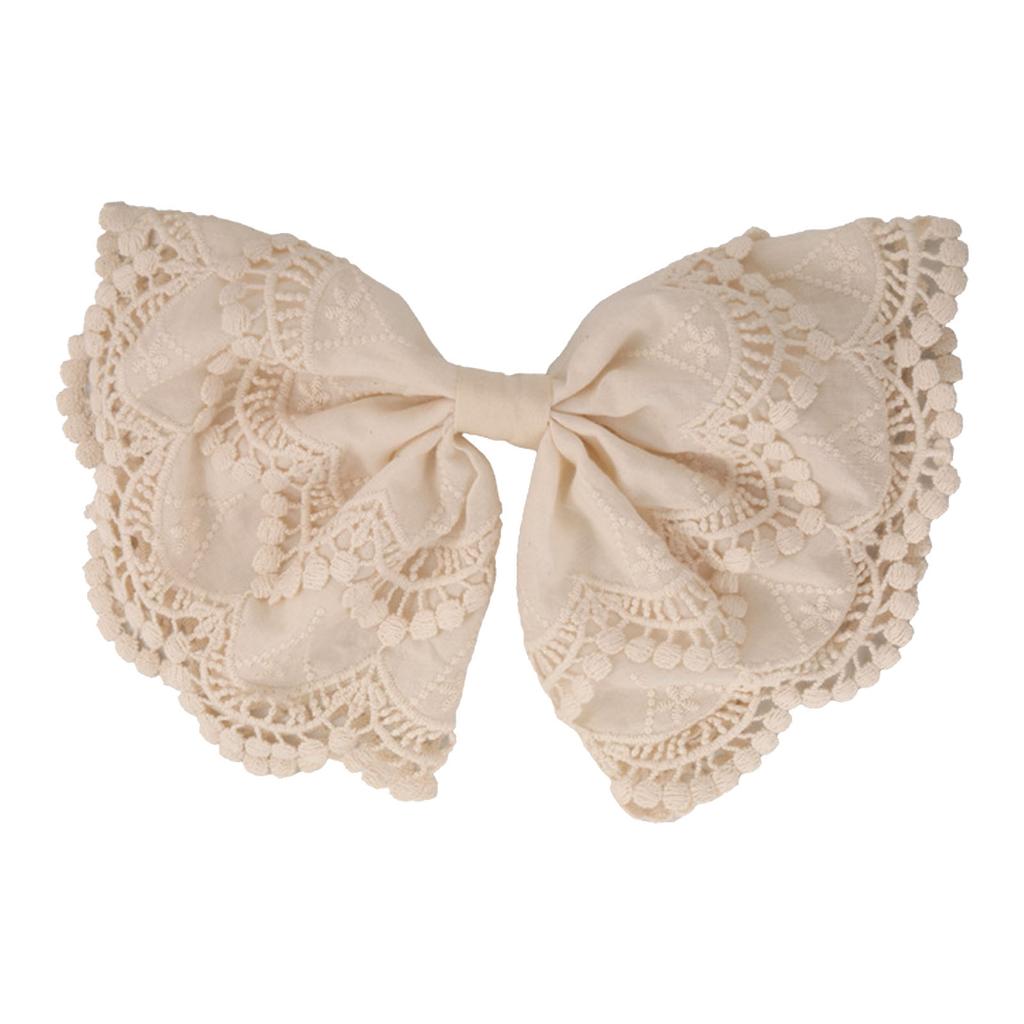 Lace Embroidered Bows Half Up Hair Clip For Women Vintage Style Spring Clasp Hairpin For Wedding Party Daily Use