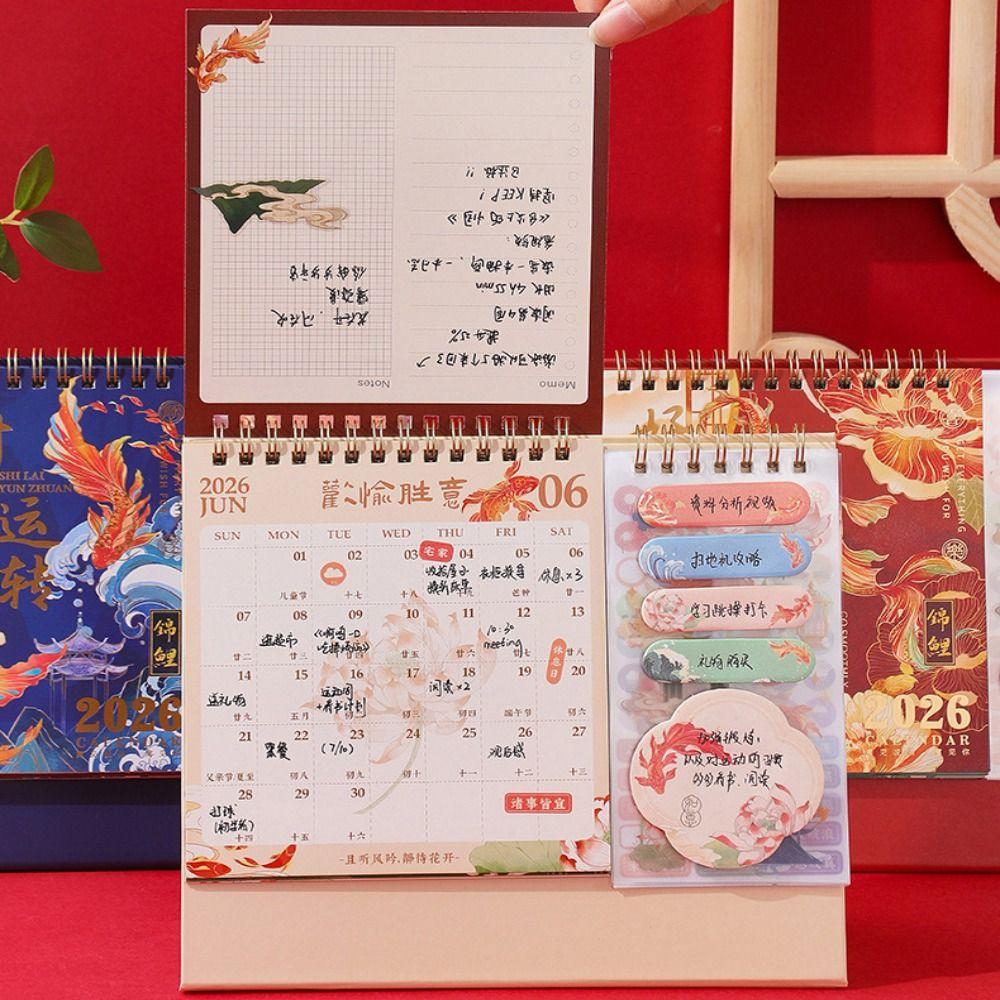 Koi Fish Desktop Paper Calendar Multi-function Agenda Organizer Planner Scheduler  Home Decor